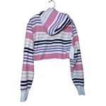 Champion  Crop Hoodie Sz XS Women Reverse Weave Pink Purple Stripe Sweatshirt Y2K Photo 2