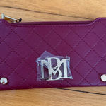 Badgley Mischka  wine long card wallet with gold details NWT Photo 0
