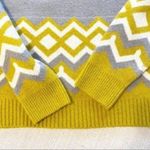 J.Crew  Geometric Fair Isle Crewneck Sweater Gold Gray Cream Wool Medium Photo 5