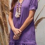 EVY’S TREE Dress Medium Mikela Grape Drop Waist Ruffle Casual Stretchy Pockets Photo 0