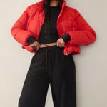 Athleta  Summit Cropped Puffer Jacket Winter Down Coat Red Orange Size XS FLAW Photo 0