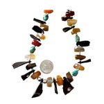 Gemstone Chip Beads, Vintage Brown Obsidian, Turquoise, Agate Beaded Necklace Photo 4
