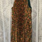 Mello Day floral Pleated DressOrangeGreen Sleeveless Party Cocktail Event size S Orange Photo 2
