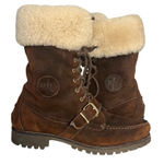 LAUREN RALPH LAUREN Zabby Brown Suede Boots Cream Shearling Womens Size 10 B Photo 0