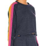 Aviator Nation  Bolt Classic Cropped Crew Sweatshirt Heather Navy Neon Photo 1