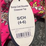 SCOOP Women’s Pink Boho Print Cold Shoulder Crossover Top Size S NEW Photo 3