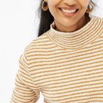 J‎ Crew Factory S Striped Mockneck Pullover Sweater Ivory Camel Stripe CC693 Tan Photo 1