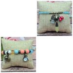 Lot of 2 PLUNDER Beaded Charm Bracelets Bird Heart Antique Gold Tone Boho Hippie Blue Photo 1