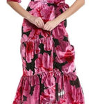 Anthropologie  X Hutch Marisol Midi Wrap Dress Floral Pink Velvet Black Photo 0