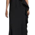 Jay Godfrey Allman Black Strapless Ruffle Gown Side Slit lined in satin size 12 Photo 0
