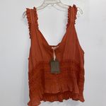 Anthropologie NWT $80 Forever That Girl Coral Ruffled Button Front Lace Cami XL Photo 3