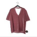 Paige  Pink Velvet Double V Choker Top | Short Sleeve | Size Medium Photo 2