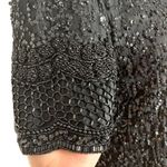 Vintage Brilliante Beaded Silk Dress Size Small Black Tiered Short Sleeve Photo 1