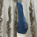 Love Indigo Jean Women's Size 6 Cuffed Capri Stretch Denim Bling Embroidery Pock Photo 4