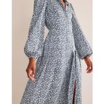 NWT Boden Pleated Skirt Midi Shirt Dress Size 8P Navy Flower Stem Office Preppy Blue Photo 10