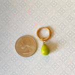 Handmade opaque chartreuse green color teardrop Czech glass simple minimalist hoop earrings💚 Photo 7