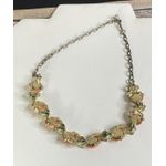 Vintage Celluloid Pink Lucite Rose Flower Gold Choker Coquette Necklace Pearls Photo 3