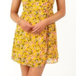Harper Heritage Dora Yellow Floral Ruffle Mini Wrap Dress Playful Summer Chic M Photo 0