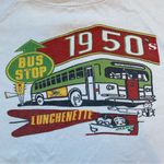 Vintage 80s Distressed Amjays 1950s Bus Stop Lunchenette Sweatshirt Size M/L White Photo 4