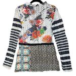 Alberto Makali Button Up Top M Patchwork Art To Wear Mixed Media Floral Boho Y2K Photo 1