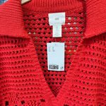 H&M  sweater crochet pointelle knit cotton long sleeve top scalloped collar Photo 1