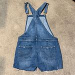 American Eagle Distressed Medium Wash Tomgirl Short Overalls Size L Photo 1