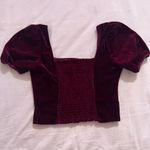 Sugar Thrillz Velvet Floral embroidered Maroon Blouse Red Size M Photo 3