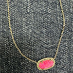 Kendra Scott Silver Necklace with Vibrant Pink Stone Photo 0