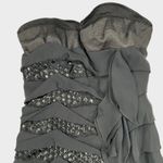 Roberto Cavalli NEW Black Tiered Silk Beaded Strapless Mini Dress Size 40 US 4 Photo 2