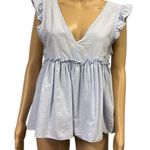 ZARA  Trafaluc Collection Light Blue Babydoll Double Tie Back Blouse Womens M Photo 0