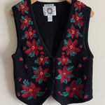 Christopher & Banks Vintage Sweater Vest Hand Embroidered Christmas Floral M Photo 0