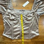 All in Favor  Womens XL Champagne Velvet Corset Style Puff Sleeve Crop Top Photo 3