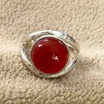 Sterling Silver Carnelian and  Statement Open Band Ring Photo 5