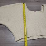 Free People  Distressed Cream Cropped Square Neck Balloon Sleeve Sweater Size M Photo 5