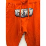 Twenty One Rich Sweatpants S with Money Graphic & Drawstring Waistband Orange Photo 2