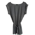 Ann Taylor Women’s Sleeveless Top Black White Geometric Belt Tie Waist Size S Photo 1