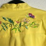 Quacker Factory  Size Medium Yellow Full Zip Jacket Embroidered Butterflies Photo 7