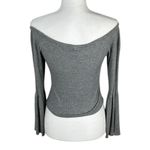 See You Monday  Grey Bell Sleeve Off Shoulder Top Size Large Photo 3