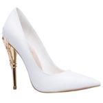 Shoe Dazzle "Esperanza" Glam Pumps White Gold Closed Pointed Toes Heels Size 6.5 Photo 1