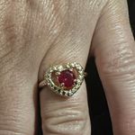Heart Shape Ruby Engagement Ring: Gold Accent Ring With Diamond Accents Red Photo 3