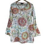Athleta  Tunic Top Womens M Multicolor Medallion Floral Oversized Boho Hippie 70s Photo 0