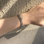Cross Link Chain Bracelet for Men Women Streetwear Punk Hip Hop Unisex Style Silver Photo 5