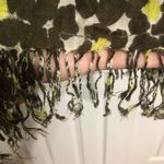 Long green lime green‎ printed scarf with tassels 28” x 80” long Photo 5