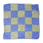Vintage Blue Gingham & Yellow Floral Patchwork Scarf Wraps Photo 0