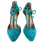Sergio Rossi Teal Blue Suede Ankle Tie T Photo 2