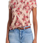 L'Agence  Ressi Tan Multi Ganado Print Crew Neck Tee Shirt Petite Small NWT Photo 0