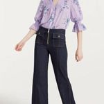 Cinq à Sept Cinq a Sept Jennings Floral Print Blouse Lilac Wine Multi Womens Size XS Photo 3