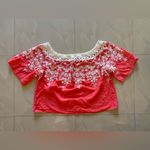 Flying Tomato Summer Tropical floral crochet orange White top plus Size 2X Photo 14