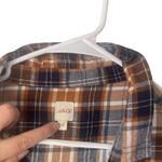 Jag jeans Jag Women's Size Medium Plaid Brown Blue Button Tunic Top Photo 7