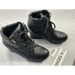 Madden Girl Womans Baaxter Size 8 Black Zip Up Lace Up Quilted Wedge Ankle Boots Photo 1